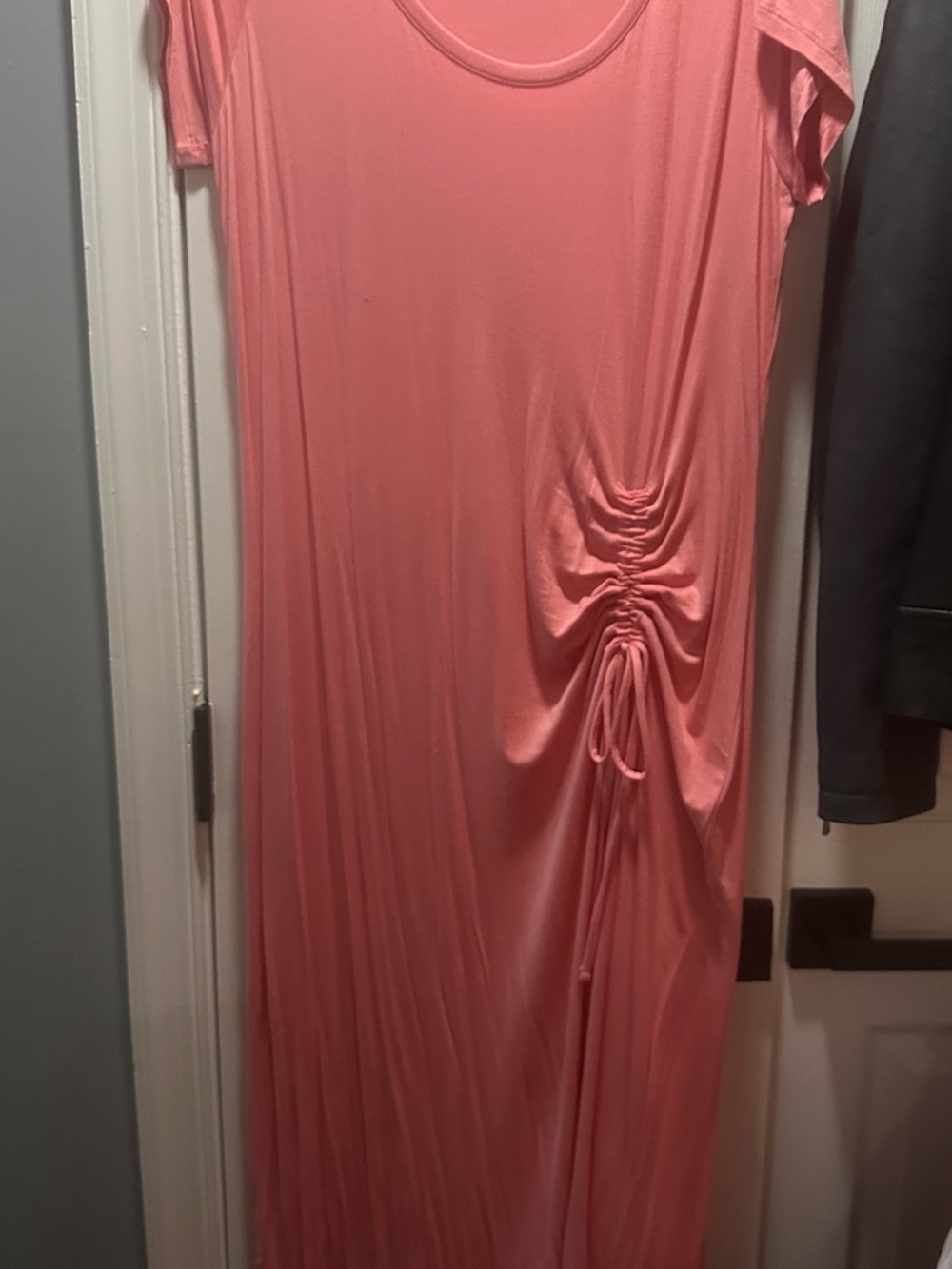 G by Giuliana Coral Pink Ruched Maxi Dress